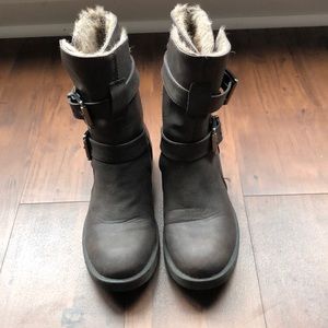 Just Fab Moto boots with fur inside.